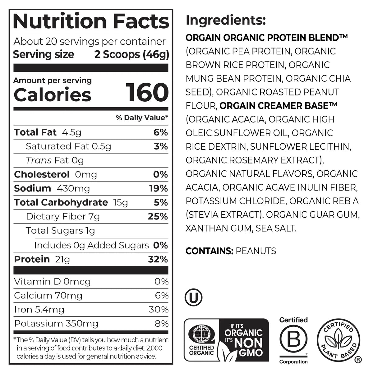 Organic Protein? Plant Based Protein Powder - Peanut Butter