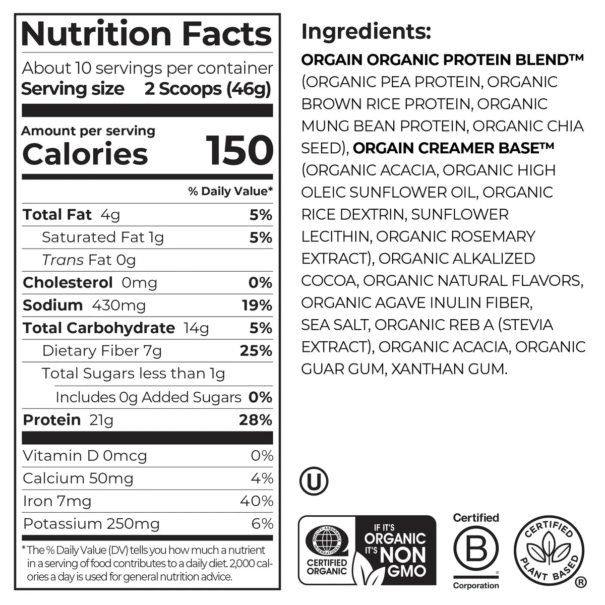 Organic Protein? Plant Based Protein Powder - Peppermint Hot Cocoa